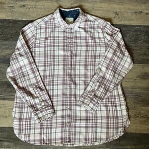 Jachs Girlfriend Women’s XL Purple White Plaid Rayon Blend Button Shirt